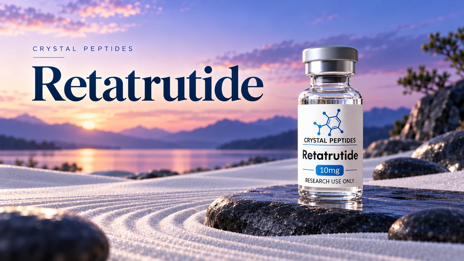 Redaktionell produktillustration: Retatrutide — Crystal Peptides.